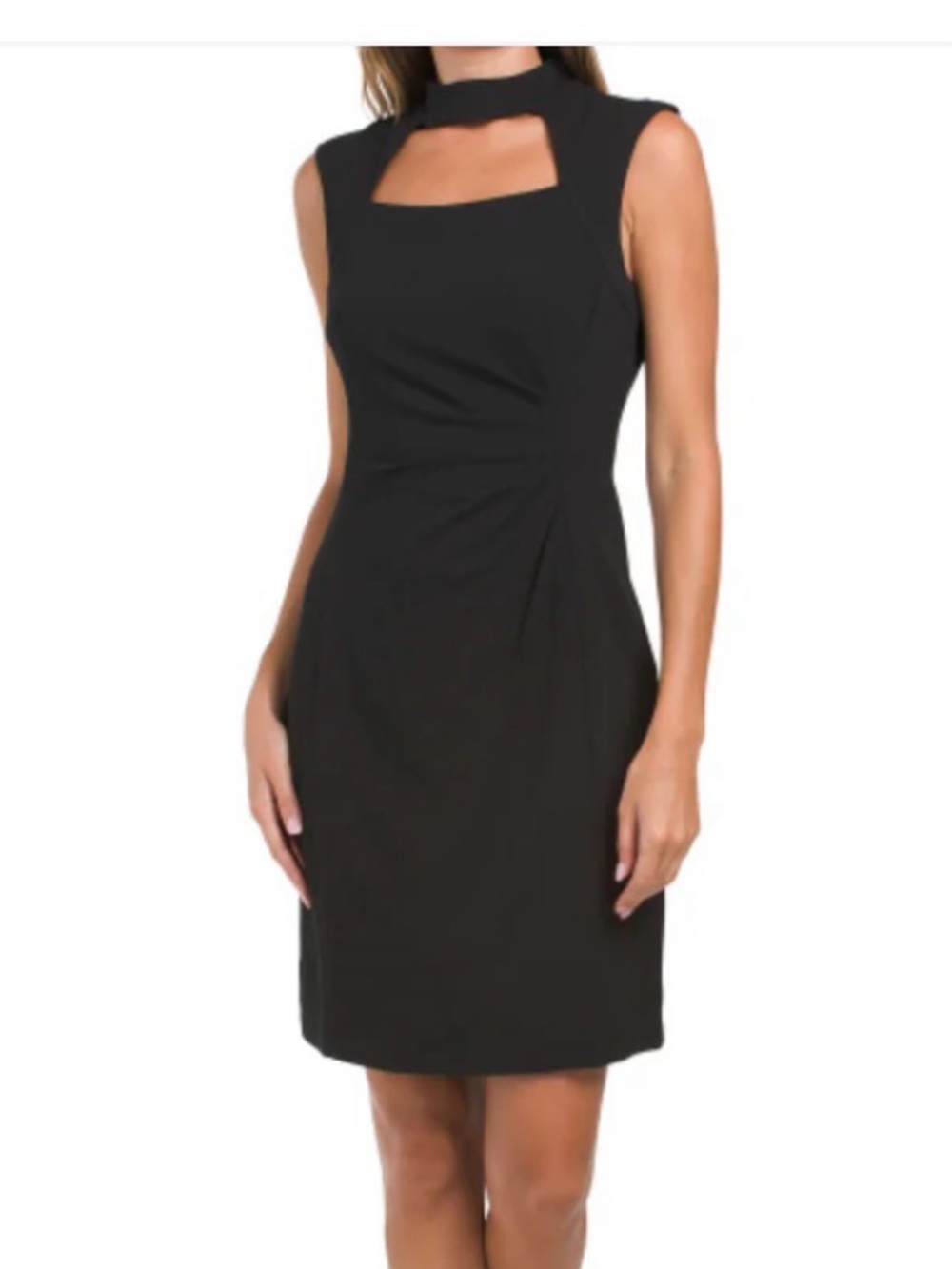 Tahari Black High-Neck Sleeveless Sheath Dress